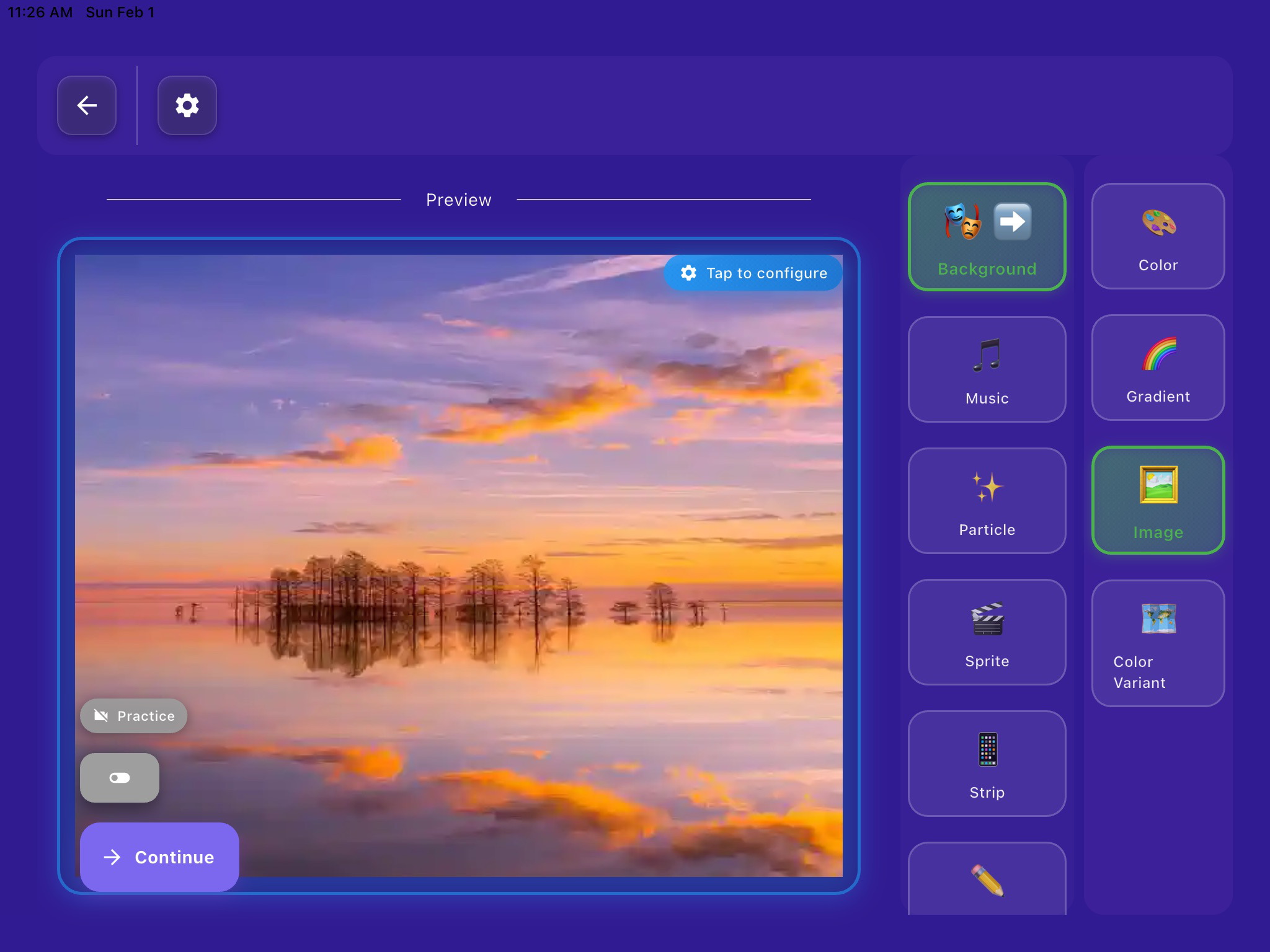 Background selection interface